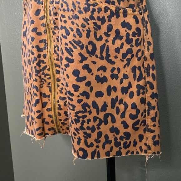 Free People We the free Women's Zip It Up Leopard Print Denim Mini Skirt - Picture 6 of 12